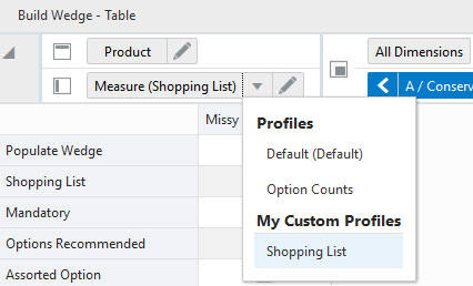 Selected Measure Profile Displayed on Measure Tile