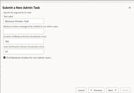This image shows the blackout window stop/start.