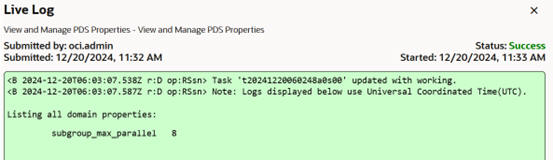 This image shows the pds properties log. This image shows the pds properties log.