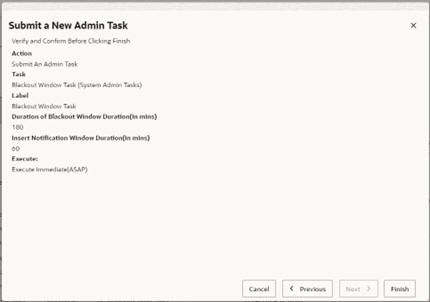 This image shows verifying and confirming blackout window schedule.