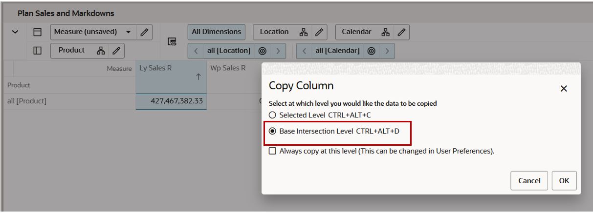 Copy at the Base Intersection Level