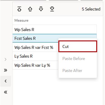 Re-Order Measures: Cut Selected Measure