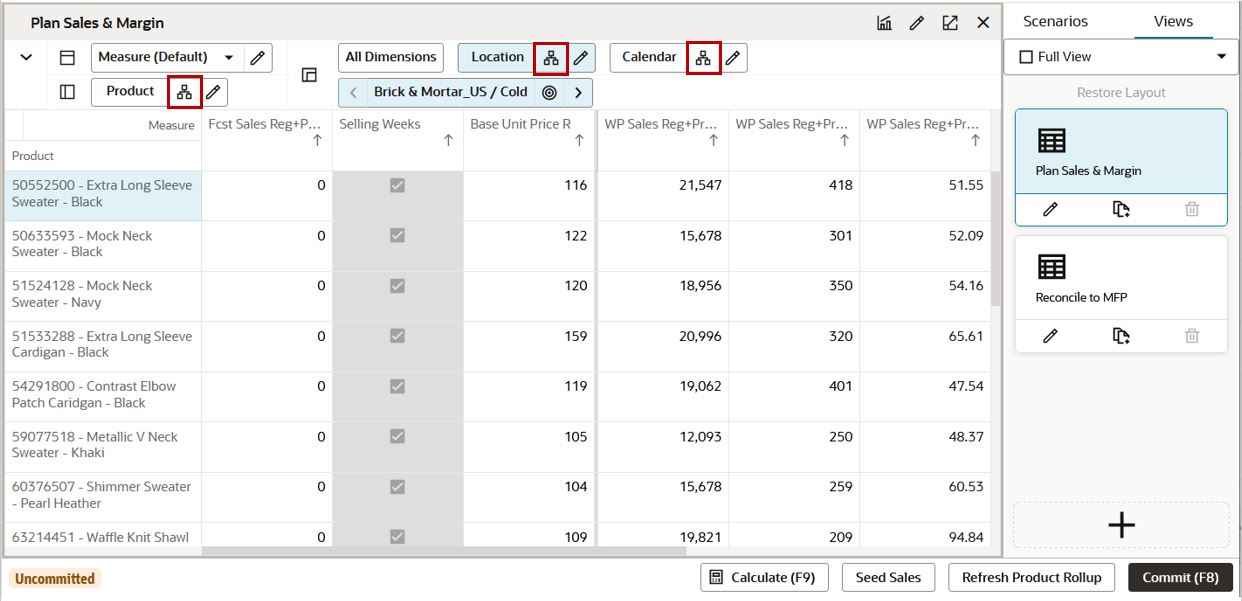 Branch Hierarchy and Level Selector Icon