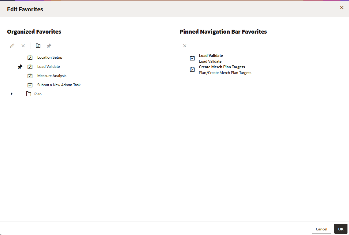 Edit Favorite Window Edit Favorite Window