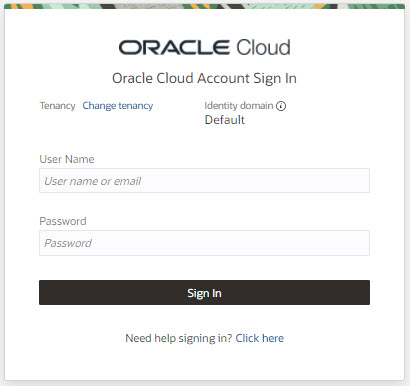 Oracle Cloud Infrastructure Identity and Access Management Login