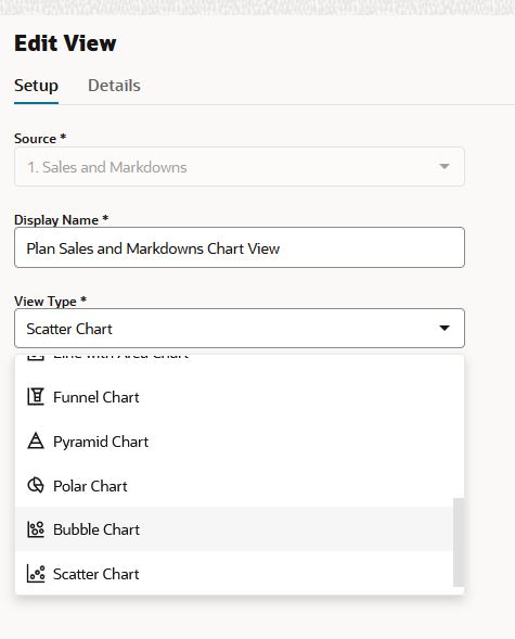 Edit View Bubble Chart Type