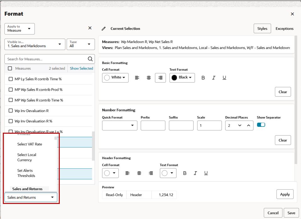 Applies To Field to Apply Formats
