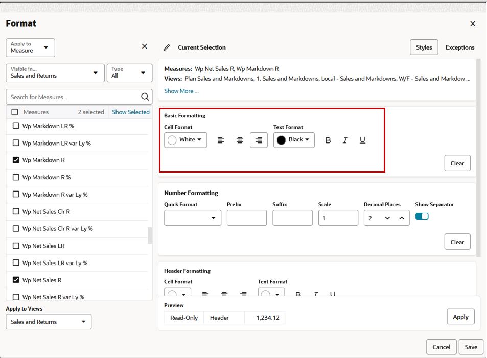 Basic Formatting Options