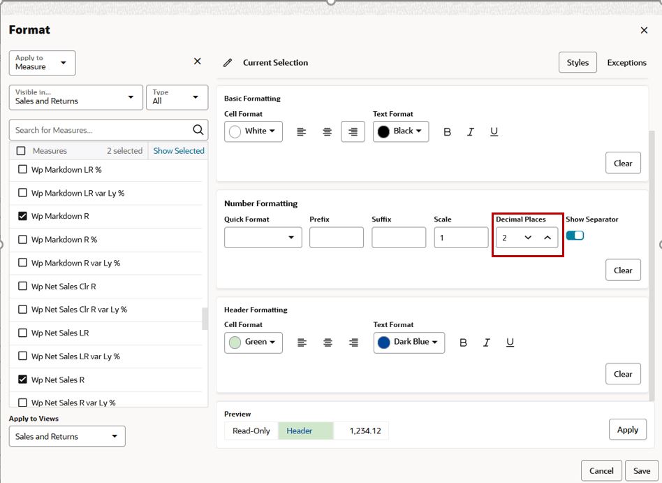 Setting Decimal Places