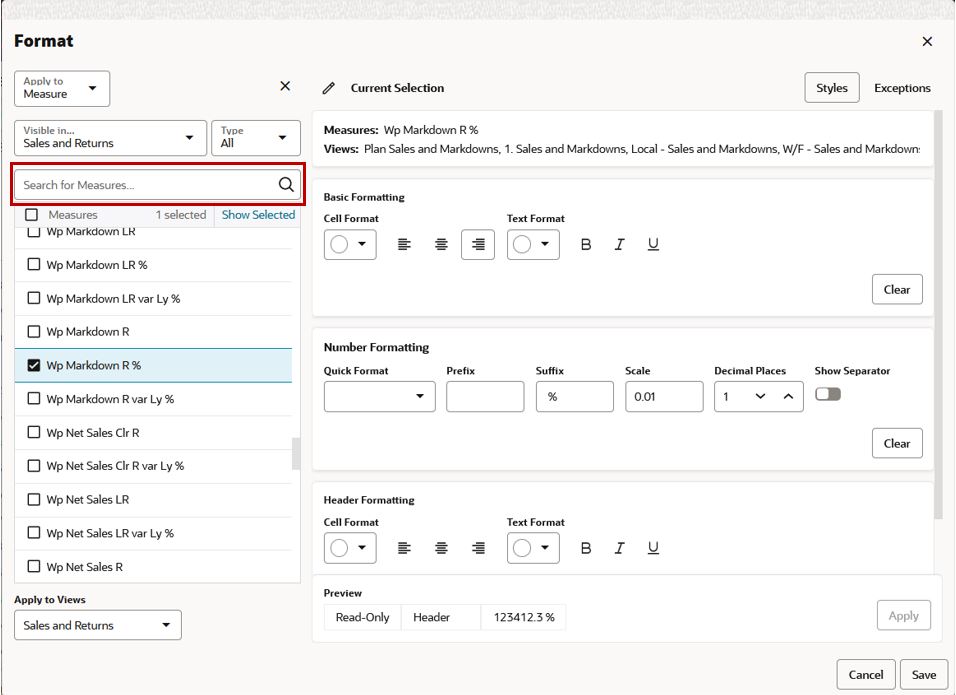 Search for Measure to Alter