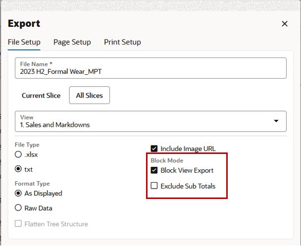 Block View Export Option