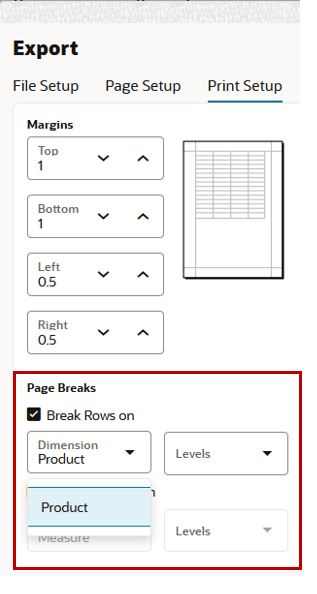 Print Setup Page Break Rows On