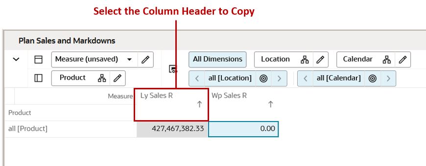 Select the Column Header