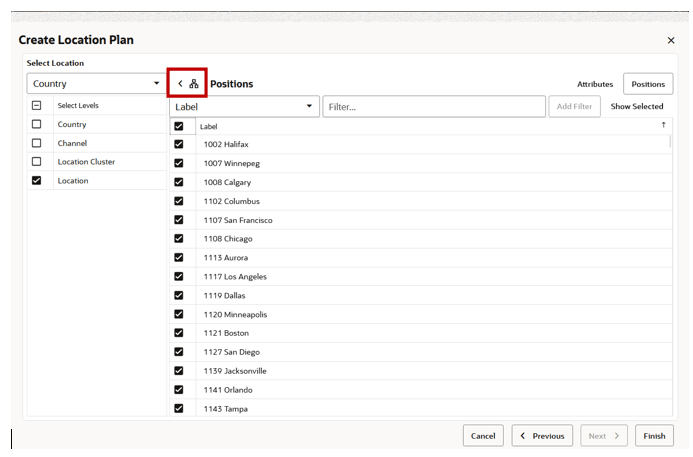 Using Collapse to Hide the Position Level Selection Side Panel