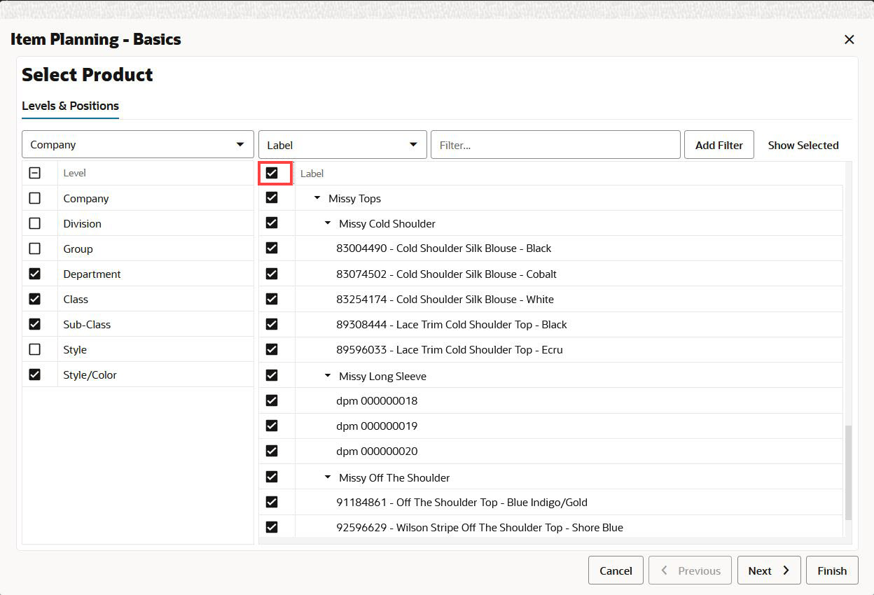 Select All Positions