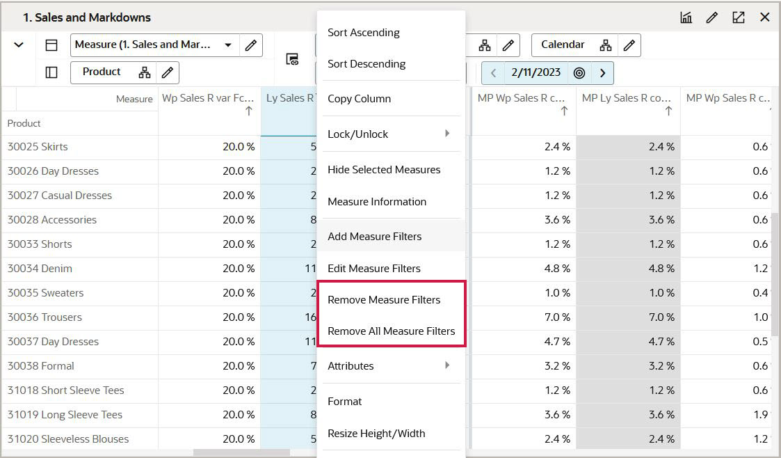 Remove Measure Filters and Remove All Measure Filters
