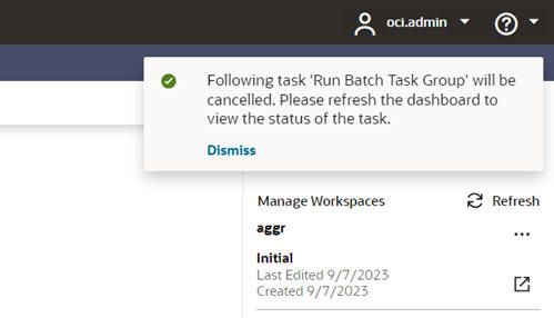 This image shows the cancel message.
