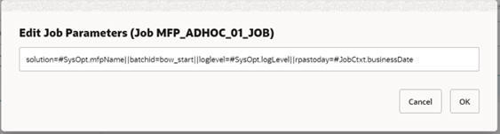 This image shows the job parameter blackout window start.