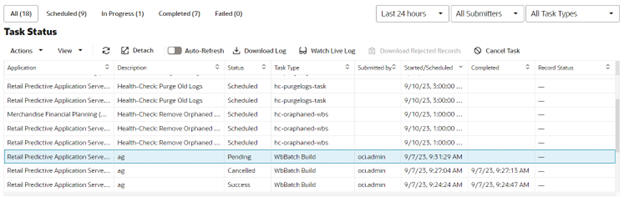 This image shows Task Status.