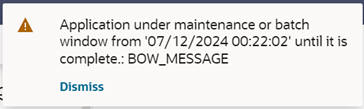 This image shows the batch blackout window for admin user.