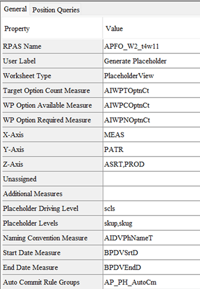 General Tab for the PlaceholderView Worksheet General Tab for the PlaceholderView Worksheet