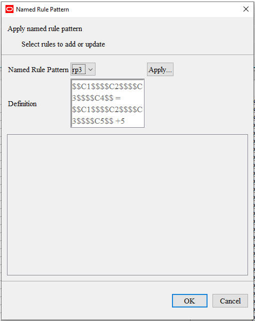 This image shows the Named Rule Pattern dialog box. This image shows the Named Rule Pattern dialog box.