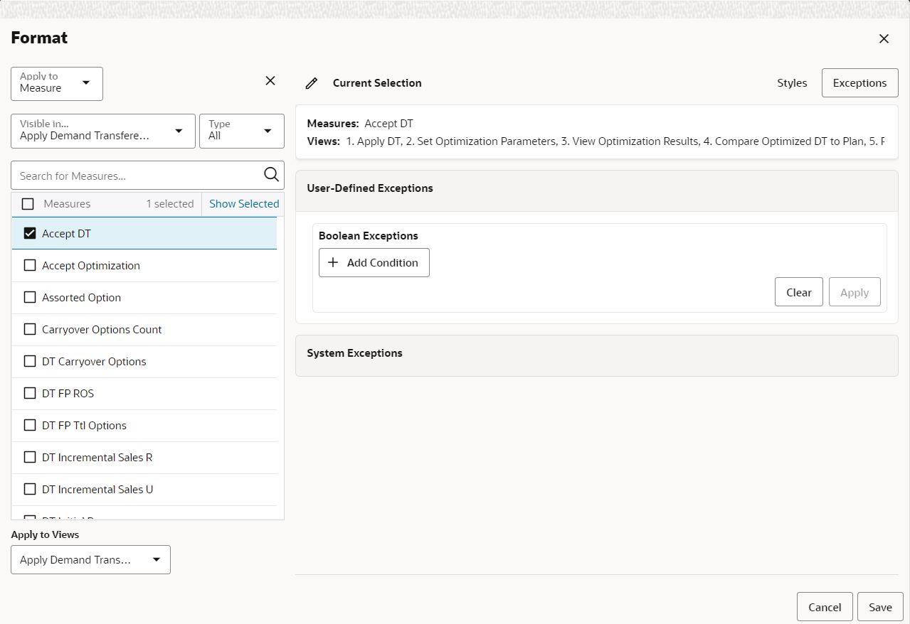 Filter Measure for Exception