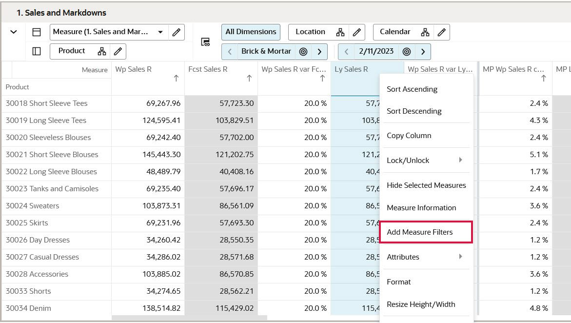 Add Measure Filter Add Measure Filter