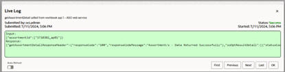 This image shows the aso webservice logs.