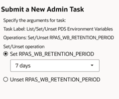 RPAS_WB_RETENTION_PERIOD Additional Options