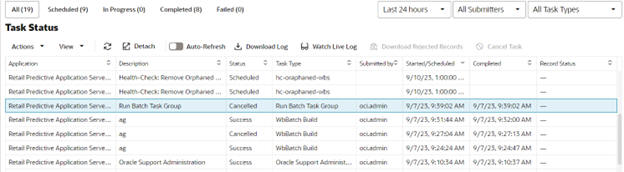 This image shows task status details. This image shows task status details.