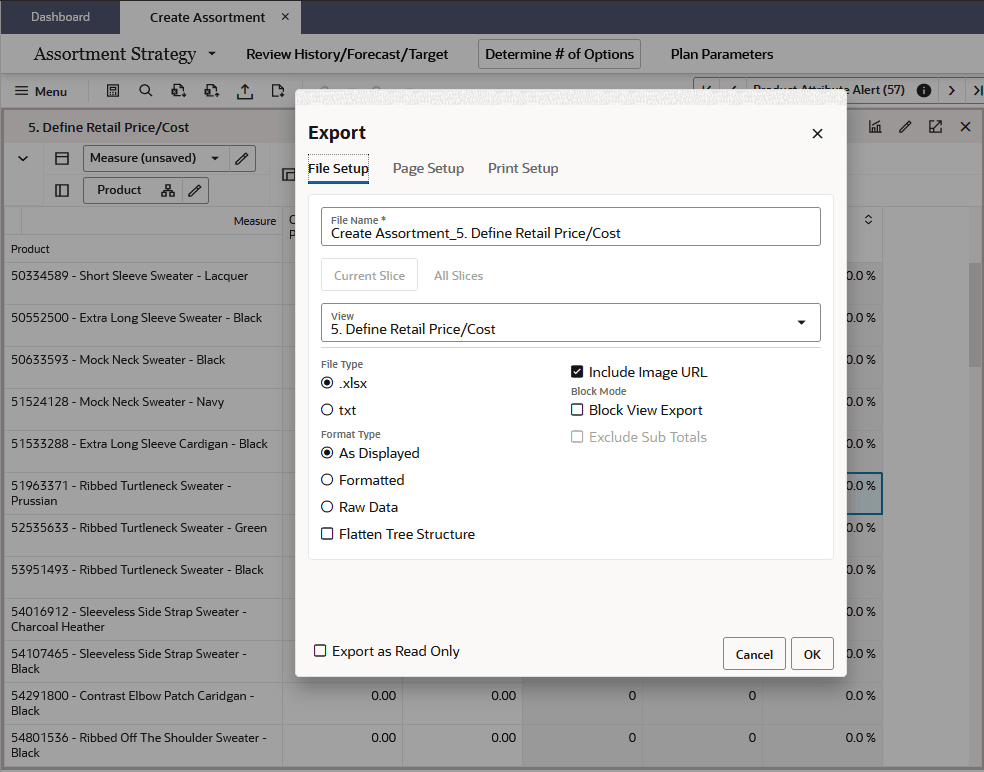 Download the Excel template using the Export Feature