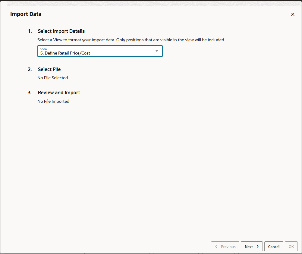 Import Data Dialog Box