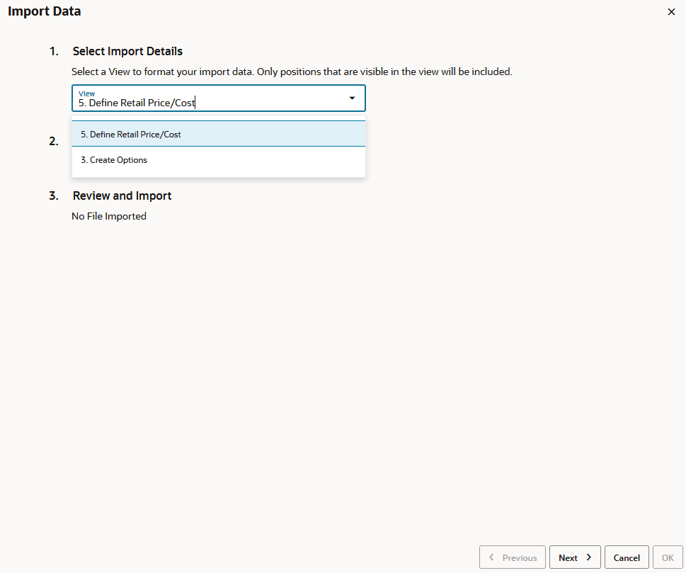 Select view from the Drop-down Menu