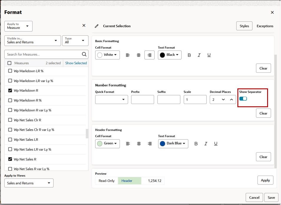 Show Separator for Thousands Setting