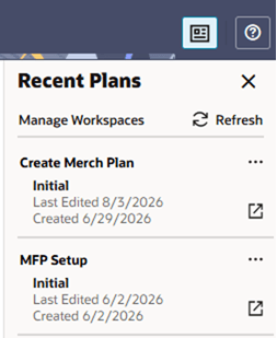 Manage Plans Button in the Recent Plans List