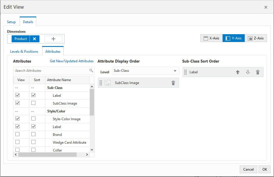 Select Attributes for Viewing and Sorting Positions