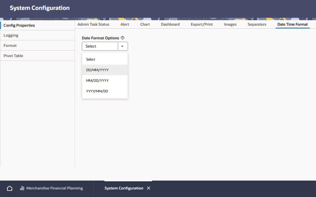 This image shows the date format tab. This image shows the date format tab.