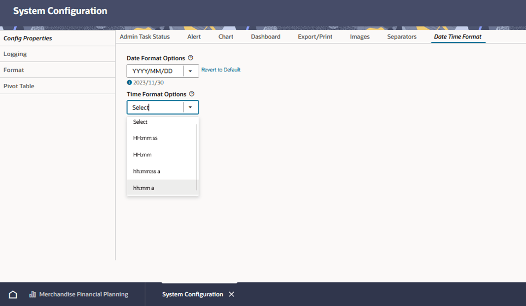 This image shows the time format option. This image shows the time format option.