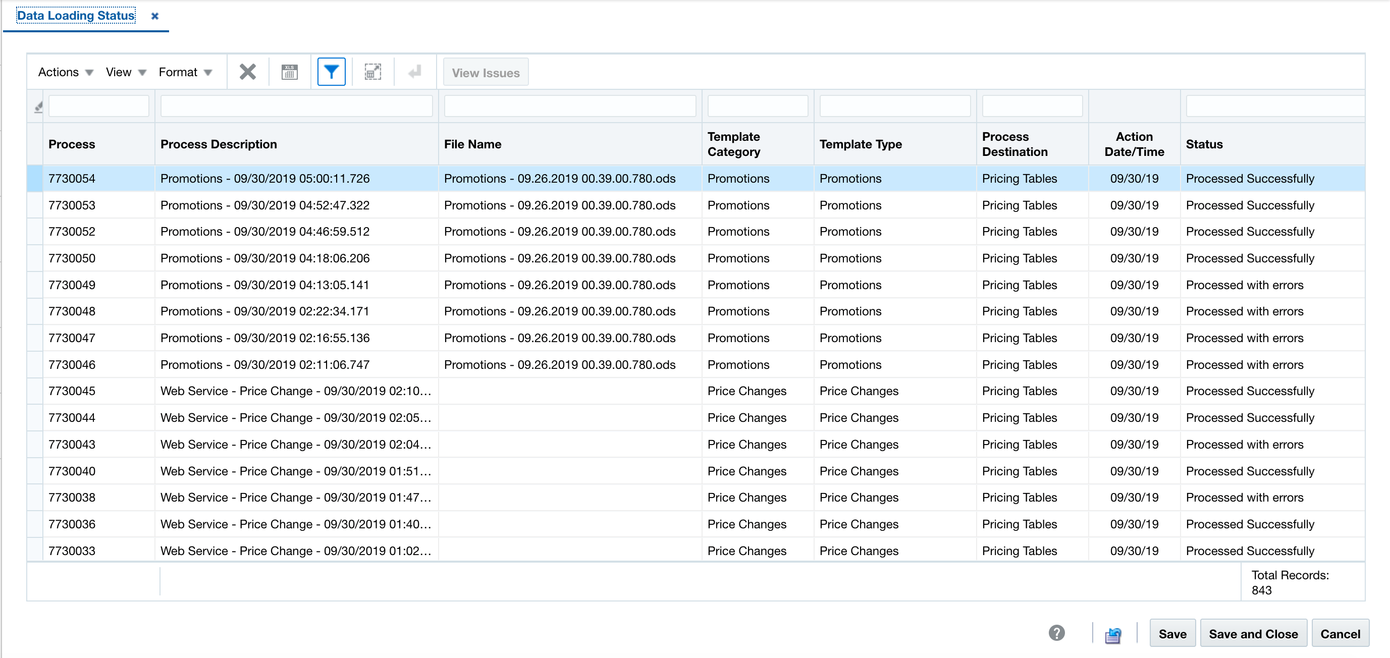 Data Loading Status Window