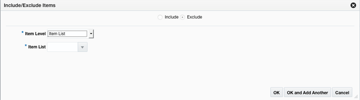 Include/Exclude Items
