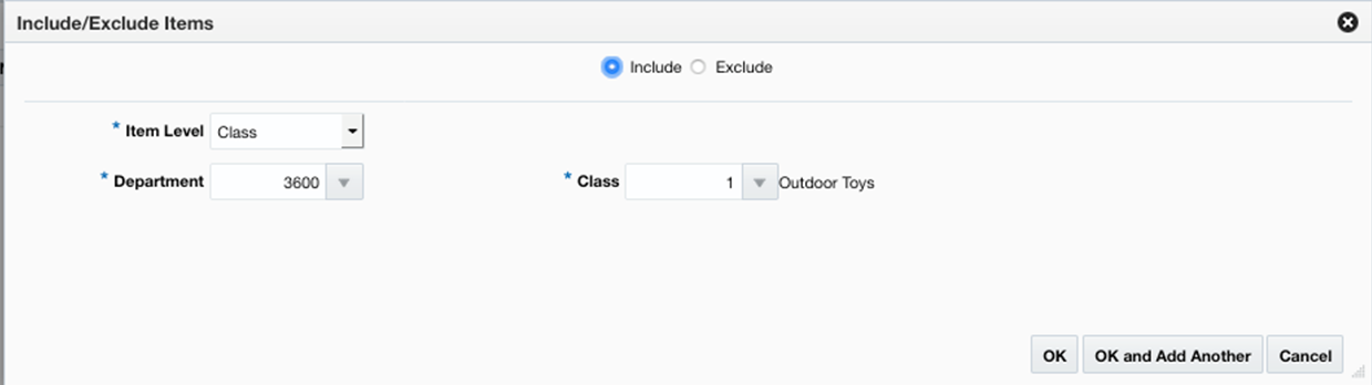 Include/Exclude Items