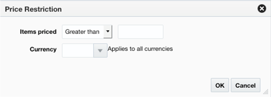 Price Restriction Pop-up