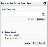Personalize Saved Search Window