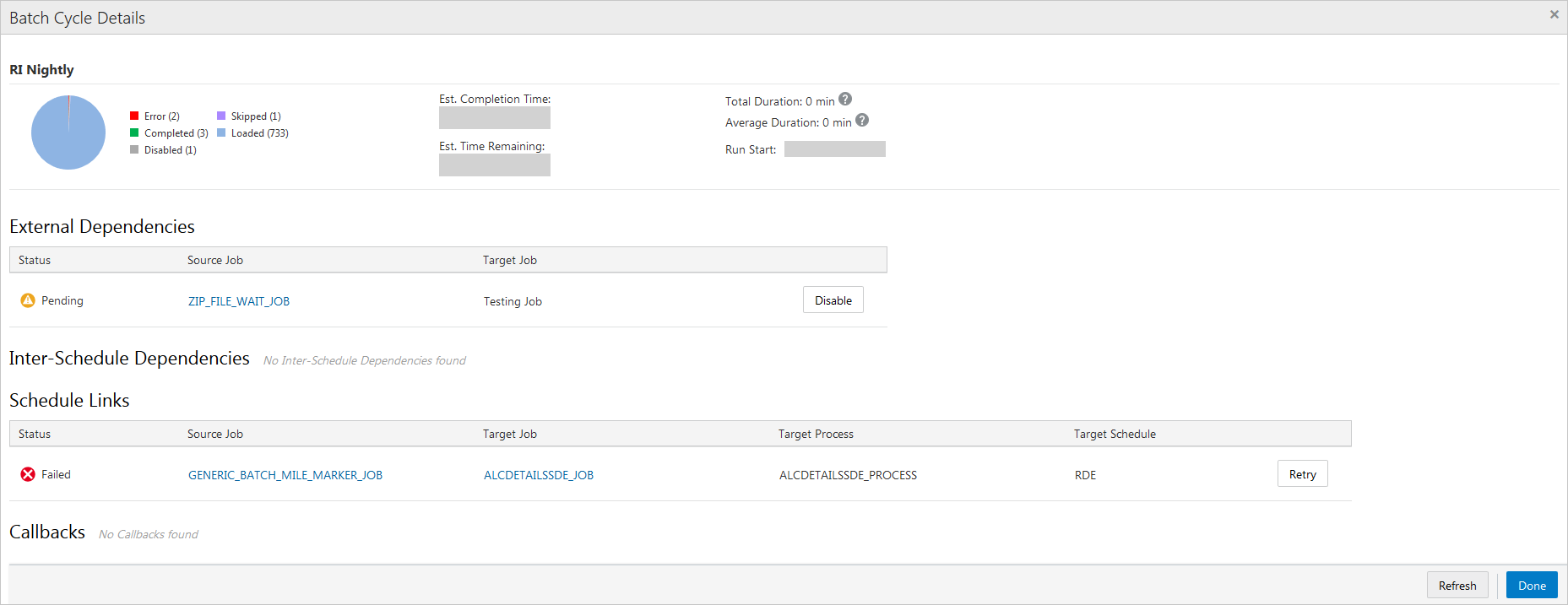 Batch Cycle Details Screen