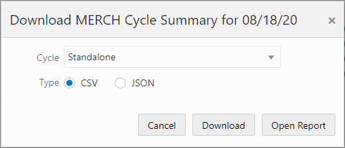 Download Cycle Summary Window