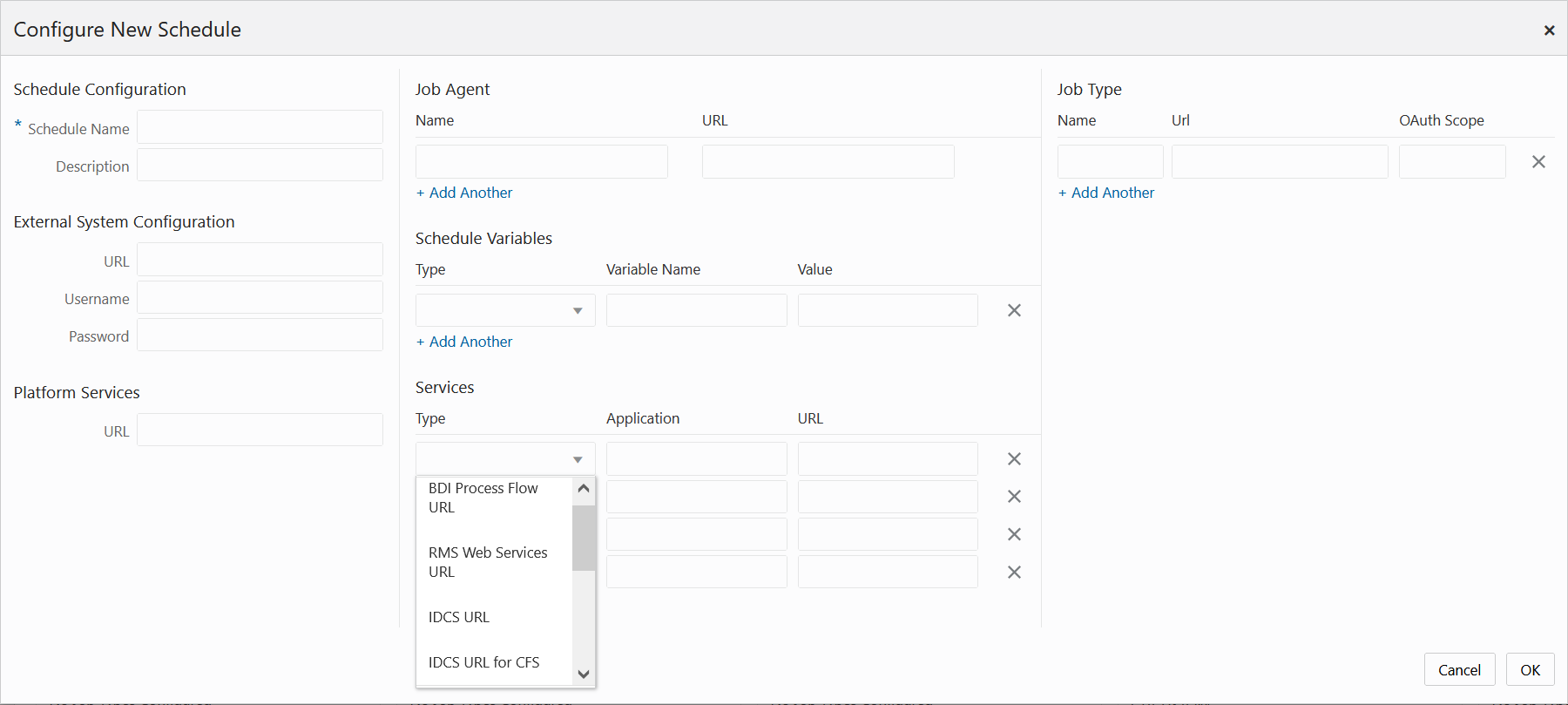 Configure New Schedule Window