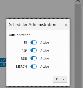Scheduler Administration Window
