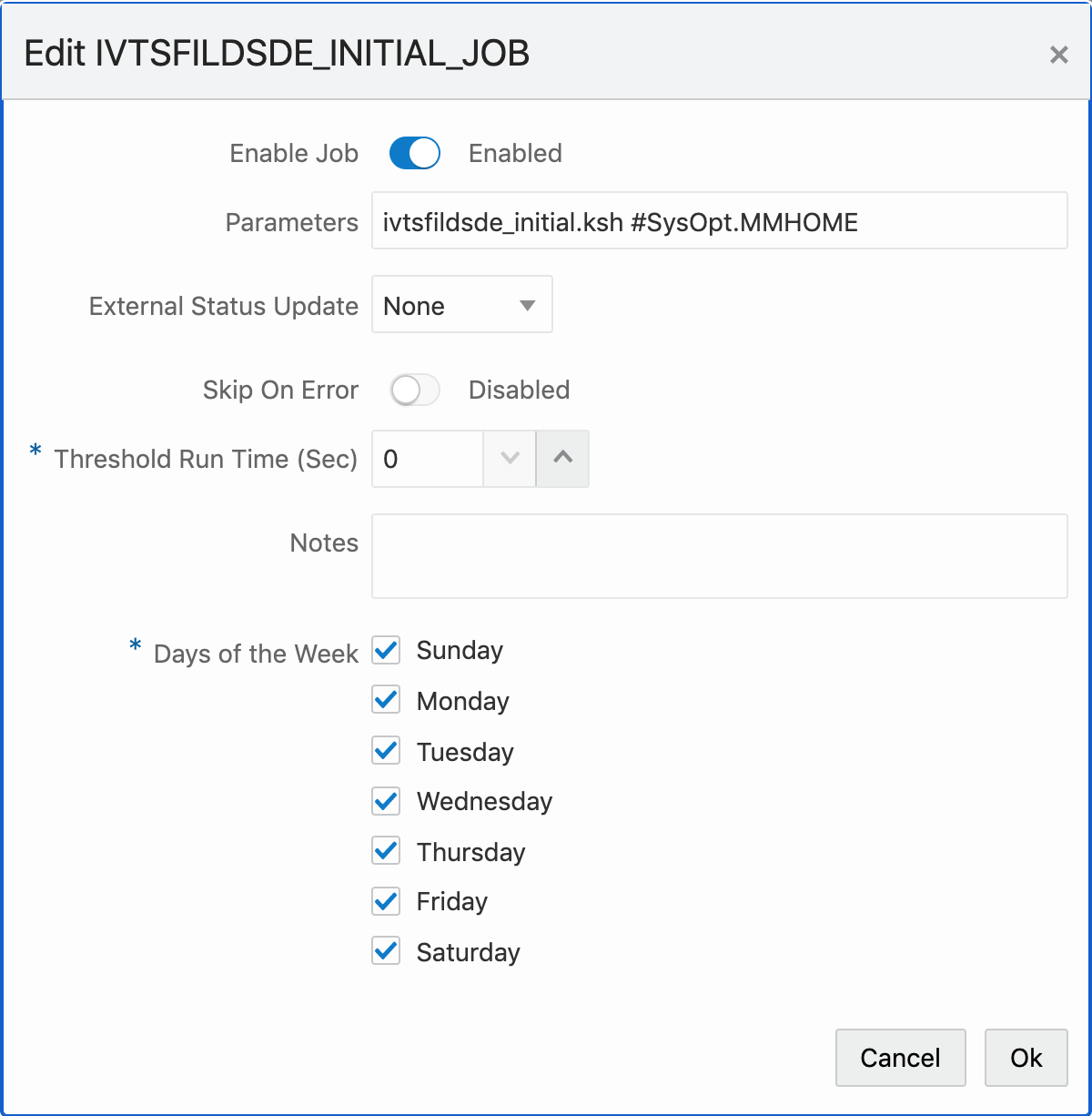 Edit Job Dialog Edit Job Dialog