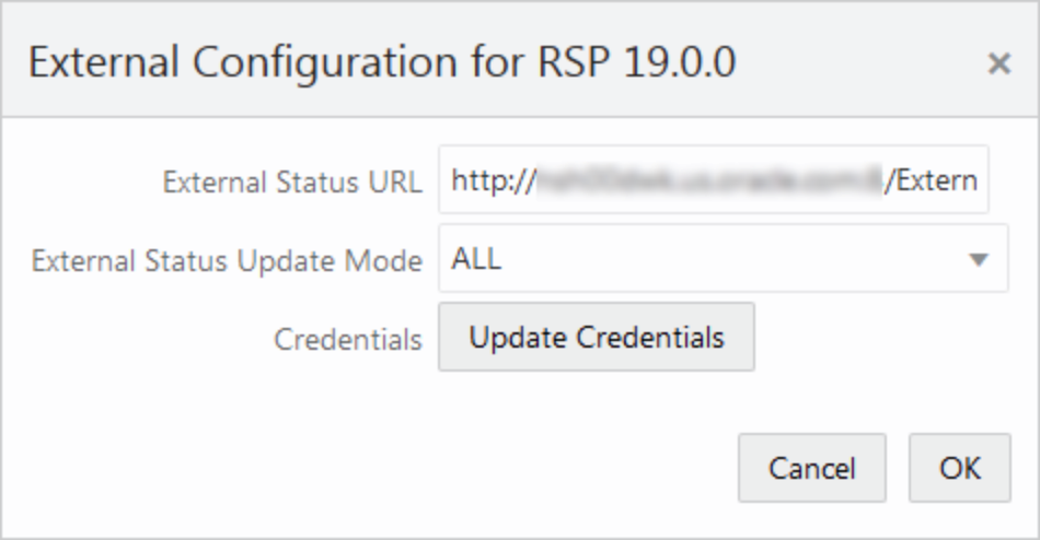 External Configuration Window External Configuration Window